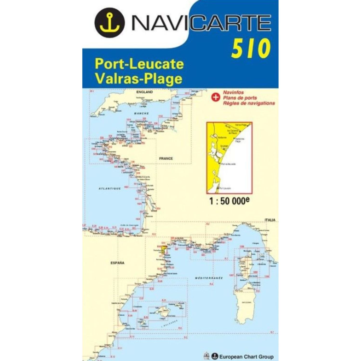 Carte marine Navicarte 510 - Port Leucate, Valras, Gruissan