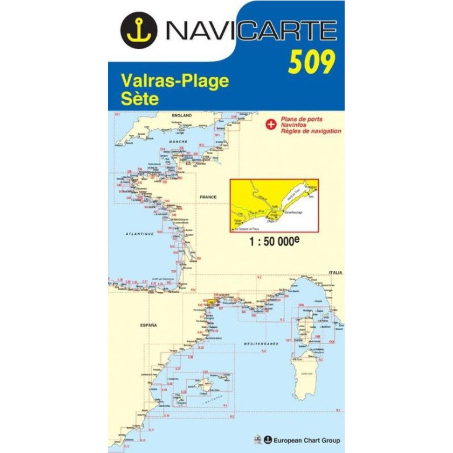 Carte marine Navicarte 509- Valras, Sète, étang de Thau