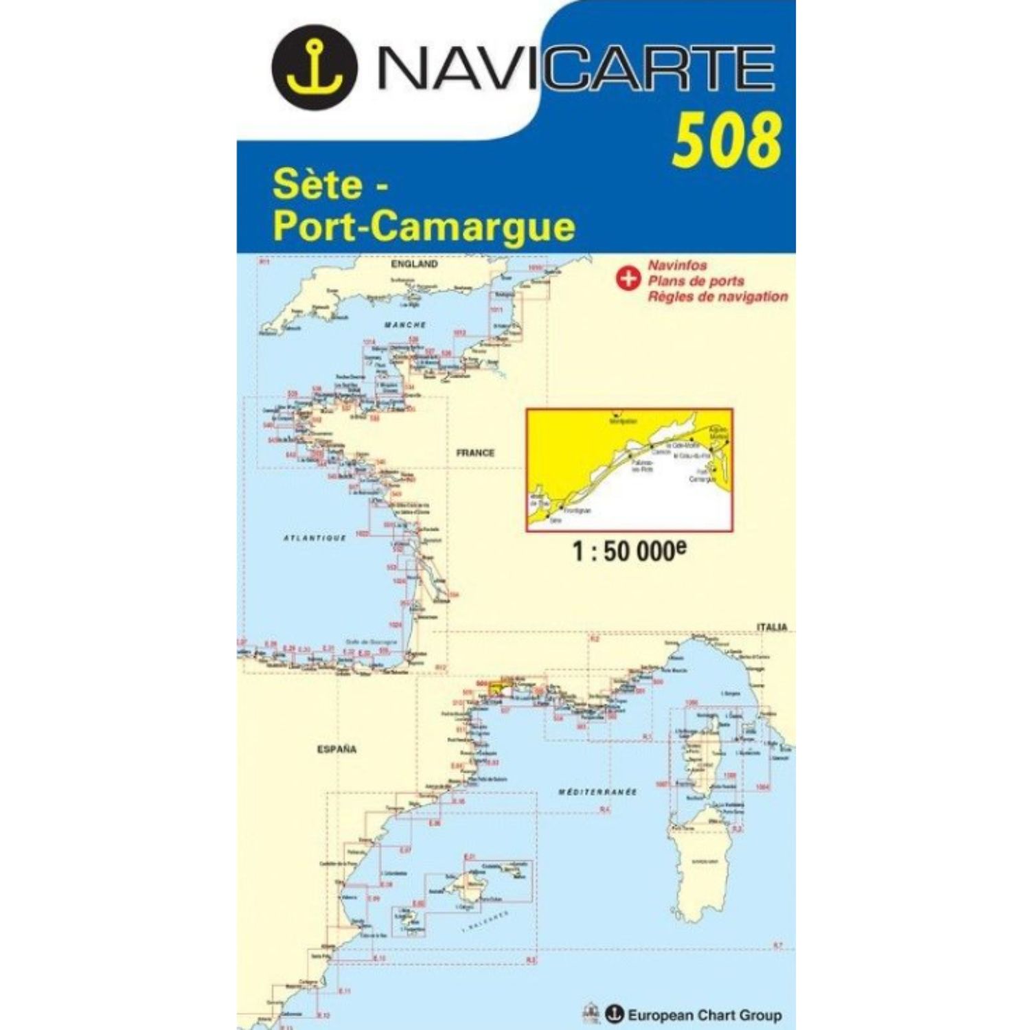Carte marine Navicarte 508- de  Sète à Port Camargue