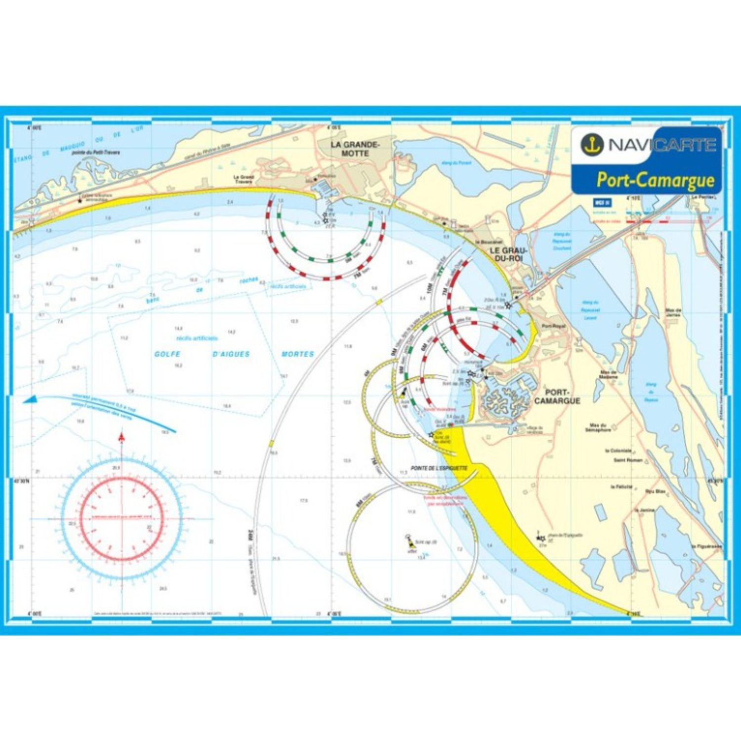 Carte marine plastifiée - Port Camargue