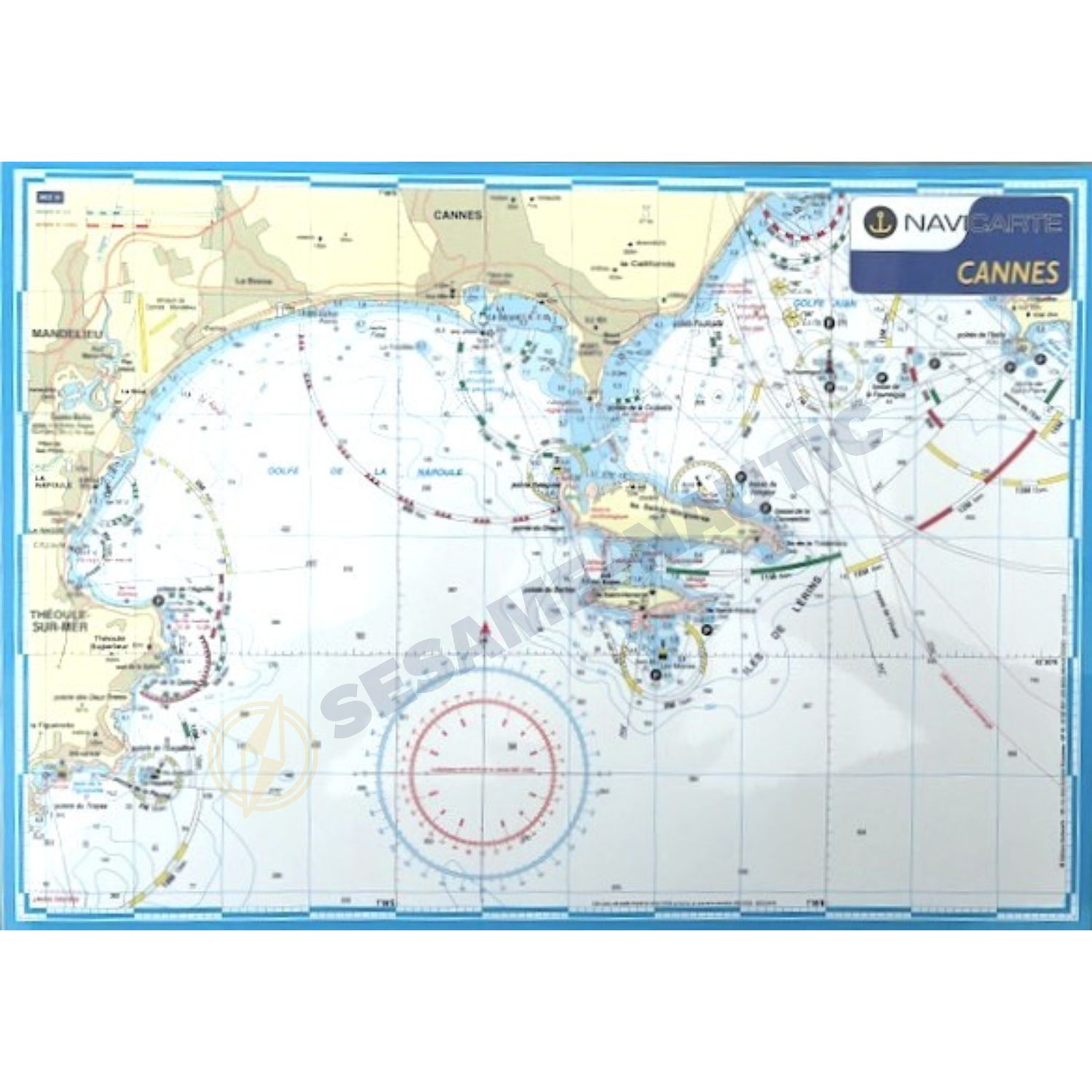 Carte marine plastifiée- Cannes