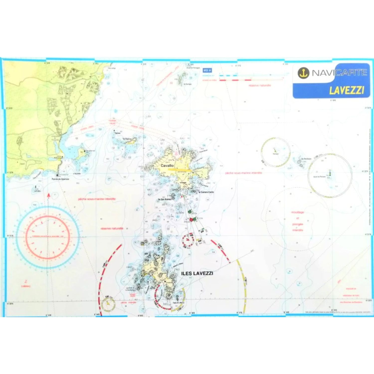 Carte marine plastifiée- Lavezzi