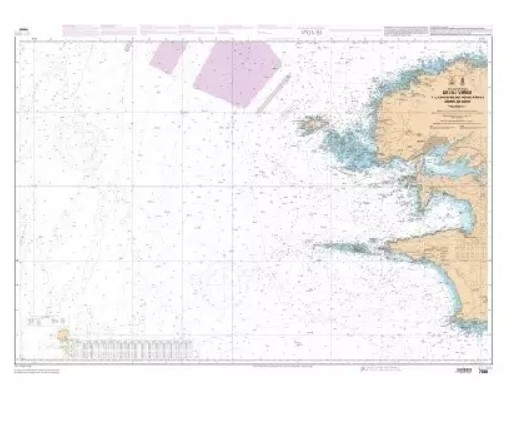 CARTE SHOM 7066L  de lîle vierge à la pointe de penmarch - vue dépliée