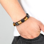 Pierre-Naturelle-Bracelet-Oeil-De-Tigre-Cha-ne-De-Corde-En-Cuir-Noir-Bracelet-Homme-Bracelet