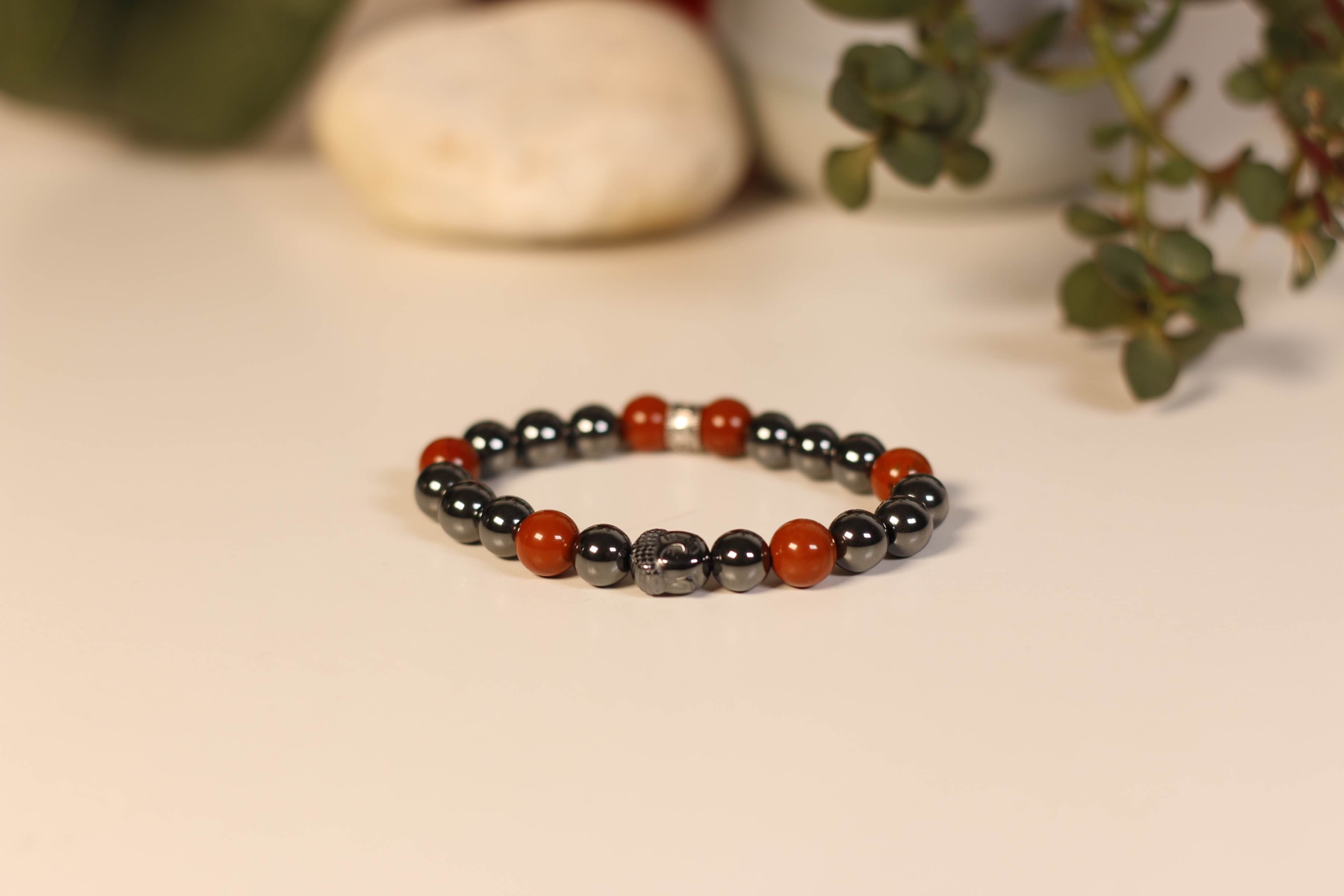 Bracelet Bouddha Hématite Jaspe Rouge 1