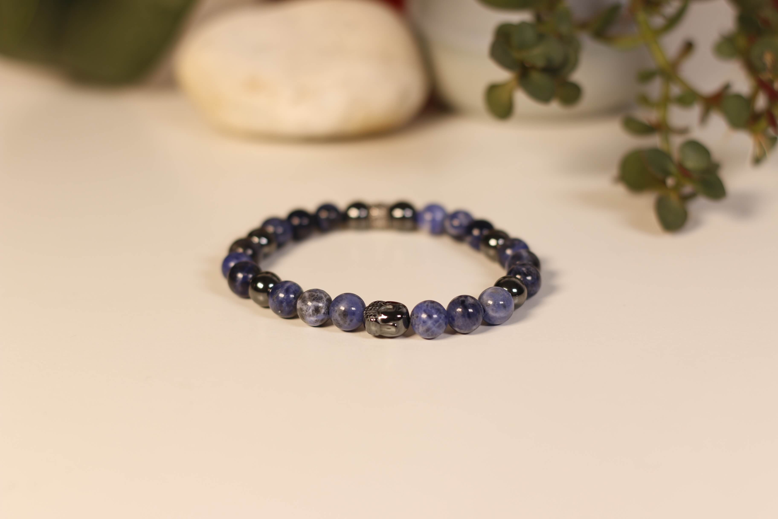 Bracelet Bouddha Sodalite 3 Hématite 1