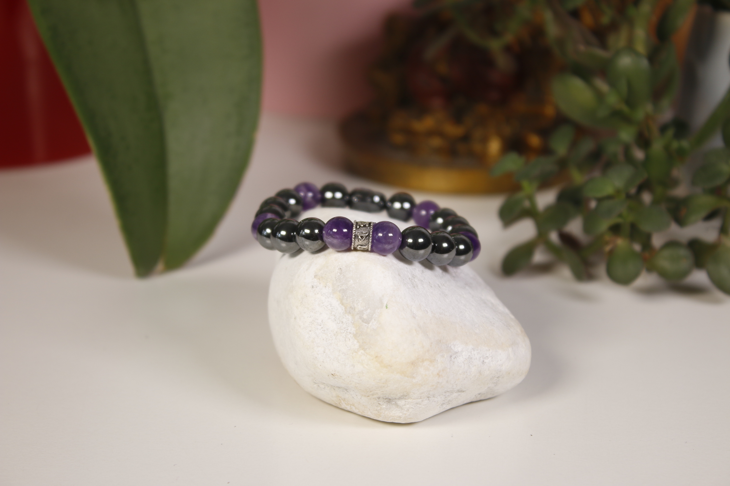 Bracelet Bouddha Hématite Améthyste Karmantra 3