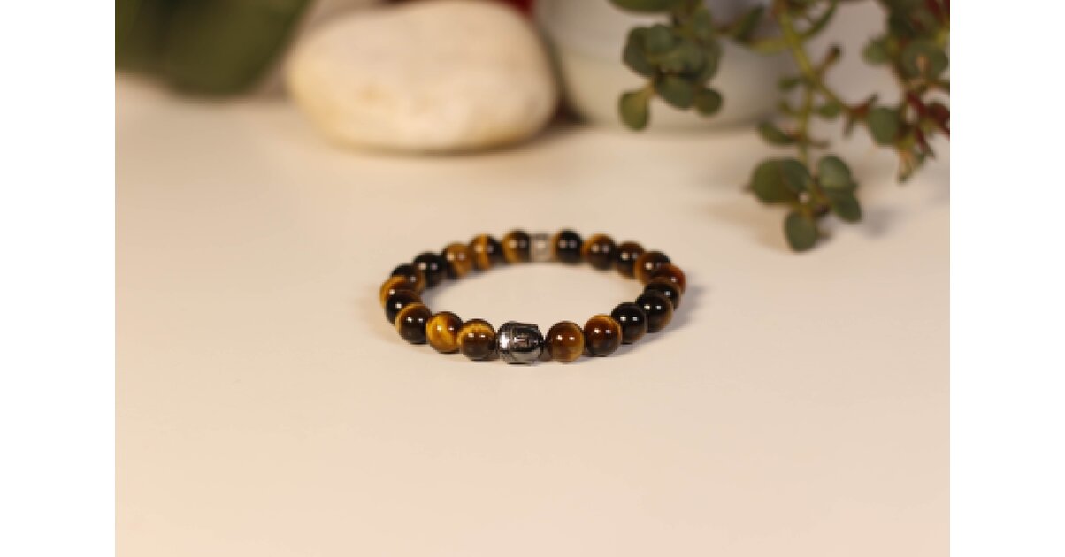 Bracelet Baroque œil De Tigre - Pierres Naturelles - Élastique - Neuf Sans Emballage
