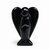 Figurine ange en obsidienne noire polie, vue de face, 5 cm