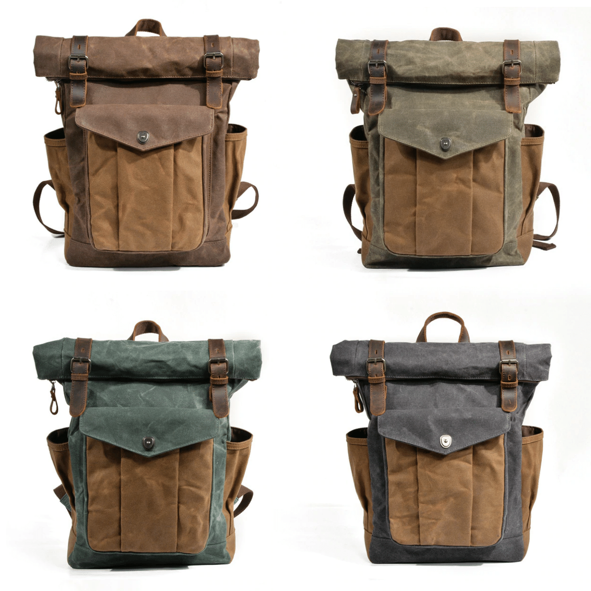 Le Andrews Sac à dos en toile et cuir style vintage Bagaran