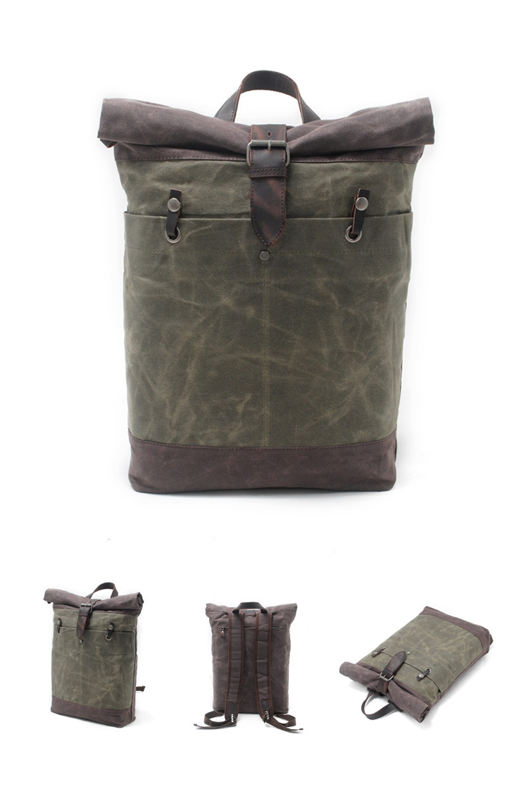 pike sac à dos militaire style vintage rétro mode masculin voyage urbain ordinateur boutique bagaran achat toile cuir (14)