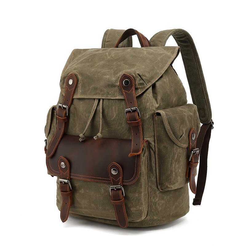 Toile-militaire-sac-dos-hommes-sac-Vintage-en-cuir-tudiants-cahier-cartables-tanche-en-plein-air