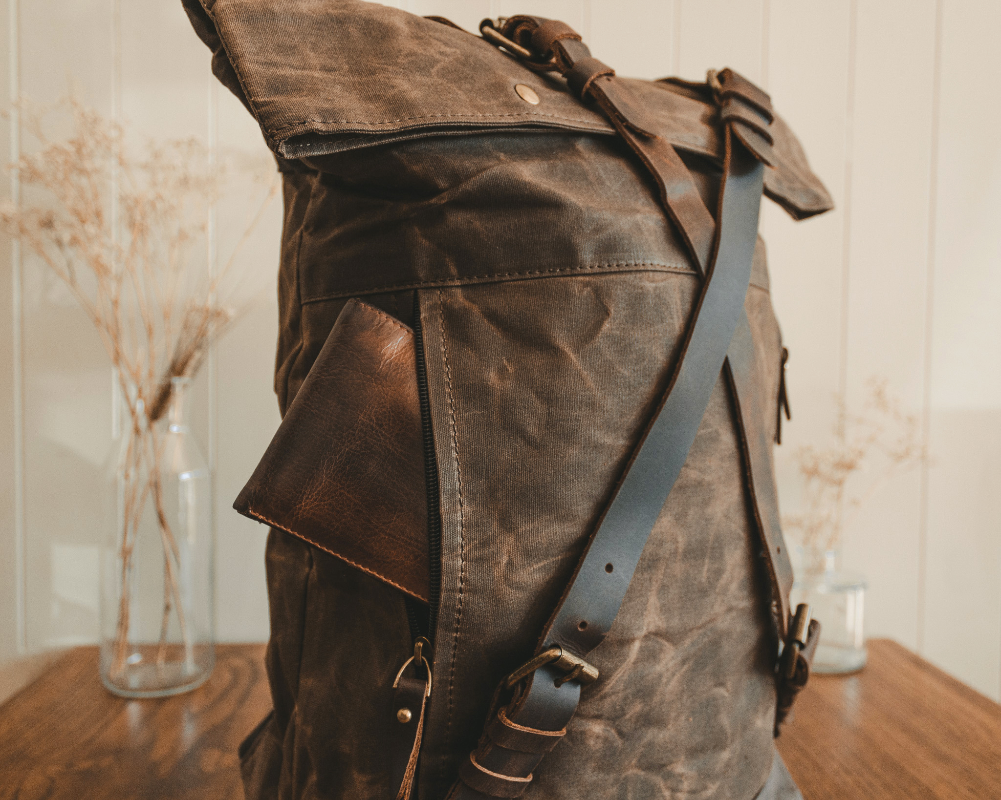 pinto sac à dos vintage rétro homme randonnée toile cuir bagaran boutique achat pratique mode tendance militaire (1)