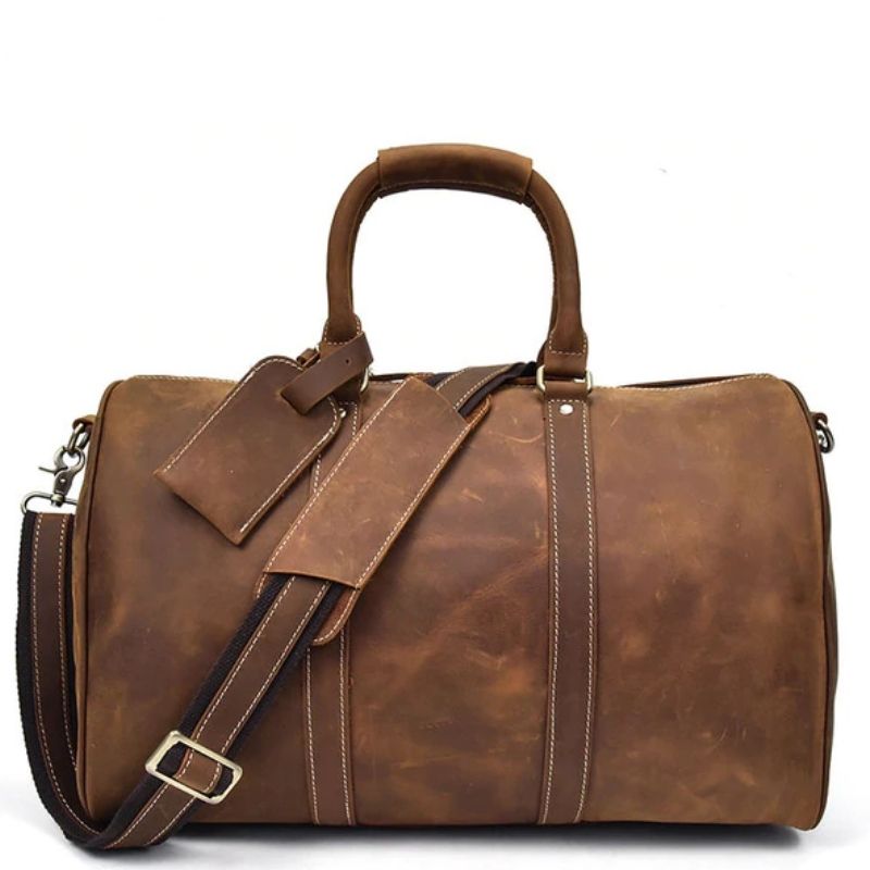 sac de voyage duffle leather bag weekender aventure vintage rétro intemporel achat boutique bagaran toile cuir avion vacances weekend mode tendance (5)