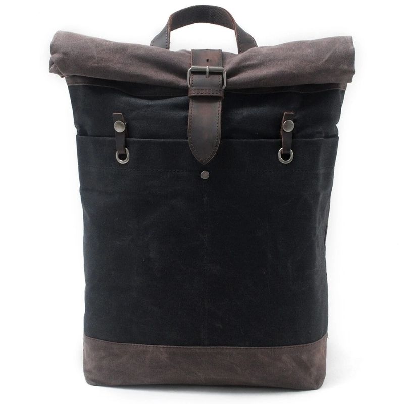 21  Sac à Dos Cuir Véritable Ordinateur Portable Voyage Noir Homme Sac