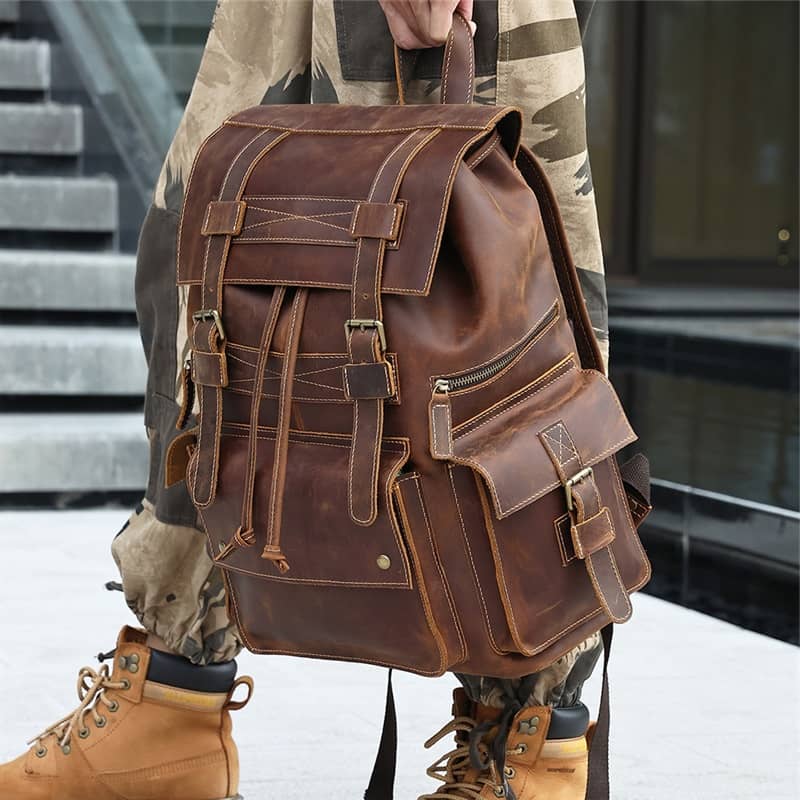 mawson sac à dos en cuir pleine fleur crazy horse backpack vintage rétro intemporel old school poche pratique bagaran achat boutique mode tendance leather  (10)