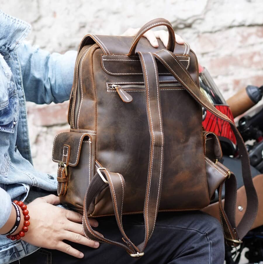 powell sac à dos cuir leather backpack vintage rétro intemporel old school pleine fleur mode tendance pratique voyage achat bagaran boutique cadeau moto rucksack (1 (4)