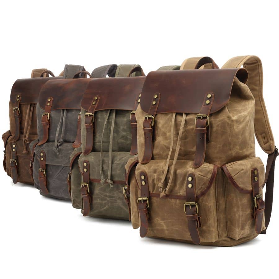 tasman sac à dos vintage rétro intemporel waxed canvas leather backpack randonnée aventure baroudeur sauvage achat boutique bagaran pratique mode tendance (42)