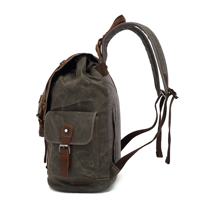 sac à dos vintage backpack rétro intemporel old school cuir pleine fleur toile imperméable randonnéz voyage  aventure mode tendance armée militaire boutique achat cadeau bagaran (2)