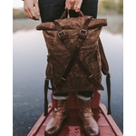 pinto sac à dos rétro vintage intemporel homme femme pratique baroudeur toile cuir roll-top bagaran achat boutique mode tendance quotidien (