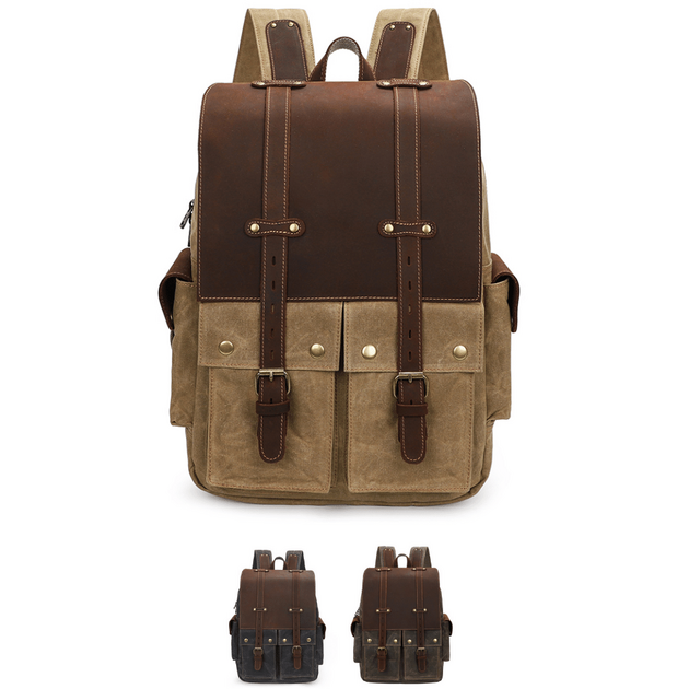 Sac à Dos En Cuir Véritable Vintage - Messenger Style - Fait Main En Inde - Brun 23x14x4 Pouces