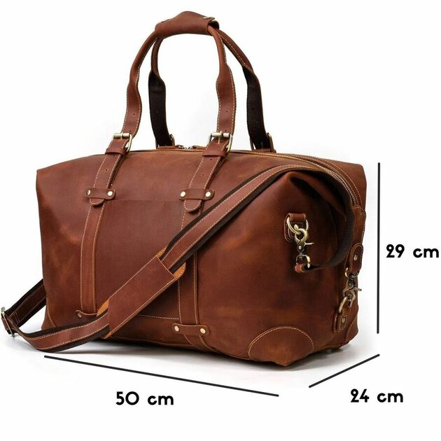 Sac De Voyage Vintage En Cuir Véritable Style Duffle Bag - Taille L, Marron, Fait Main En Inde, Neuf Sans étiquette