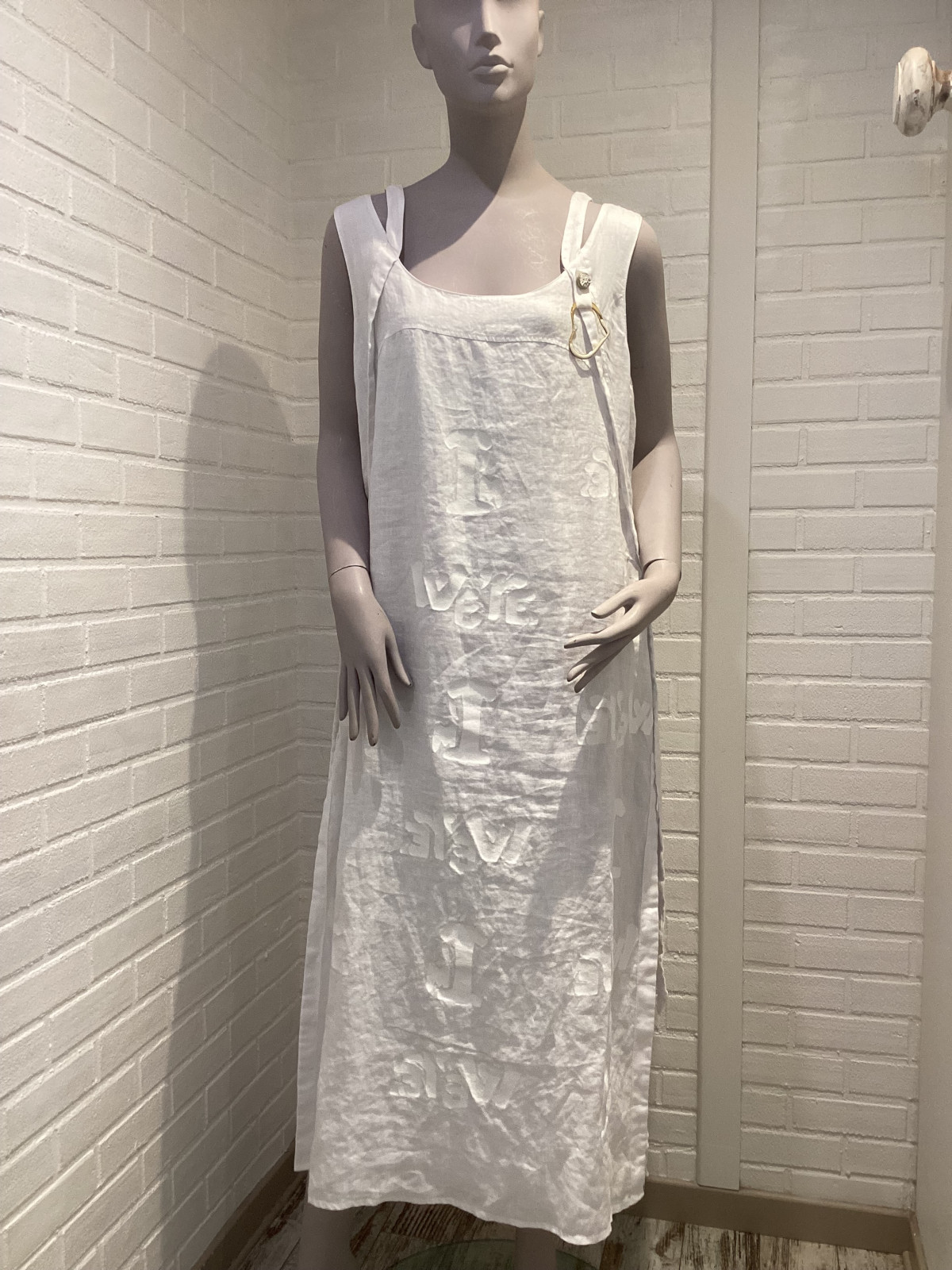 Robe longue droite blanche en lin Elisa Cavaletti