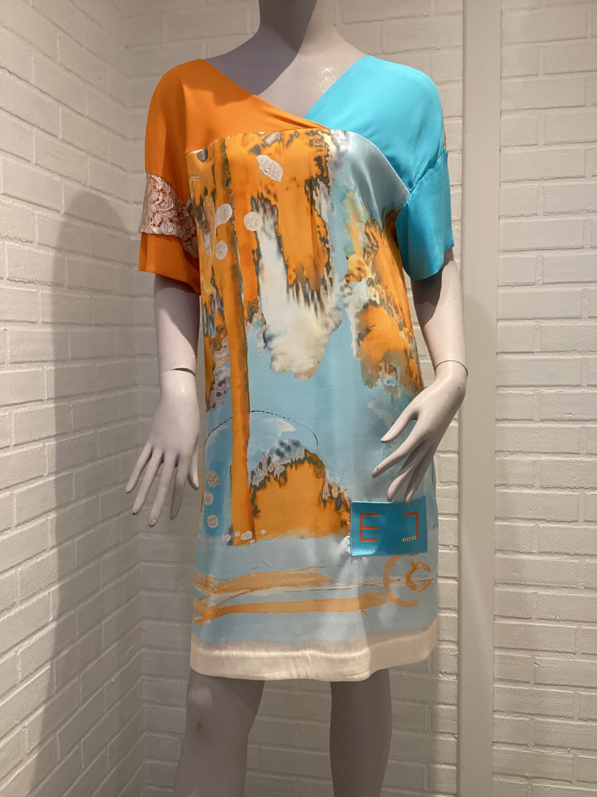 Robe midi bleu orange Elisa Cavaletti