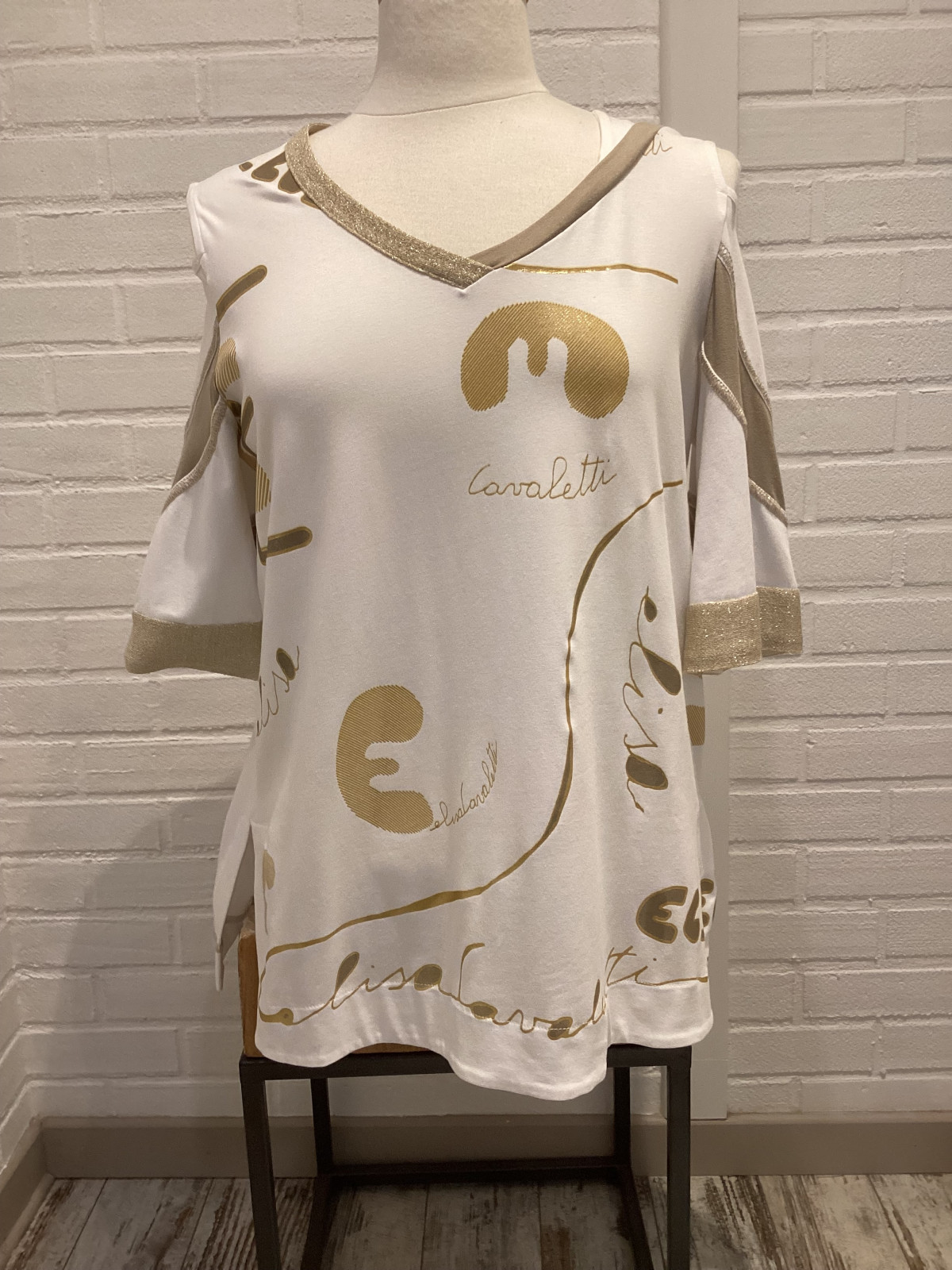 Tee-shirt Blanc et Doré ELISA CAVALETTI