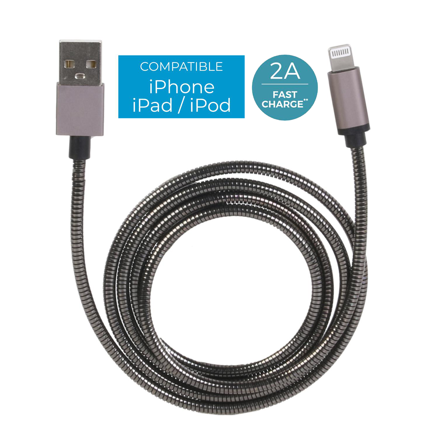 be MIX - Câble de Charge rapide 2A et Synchronisation iPhone Métal