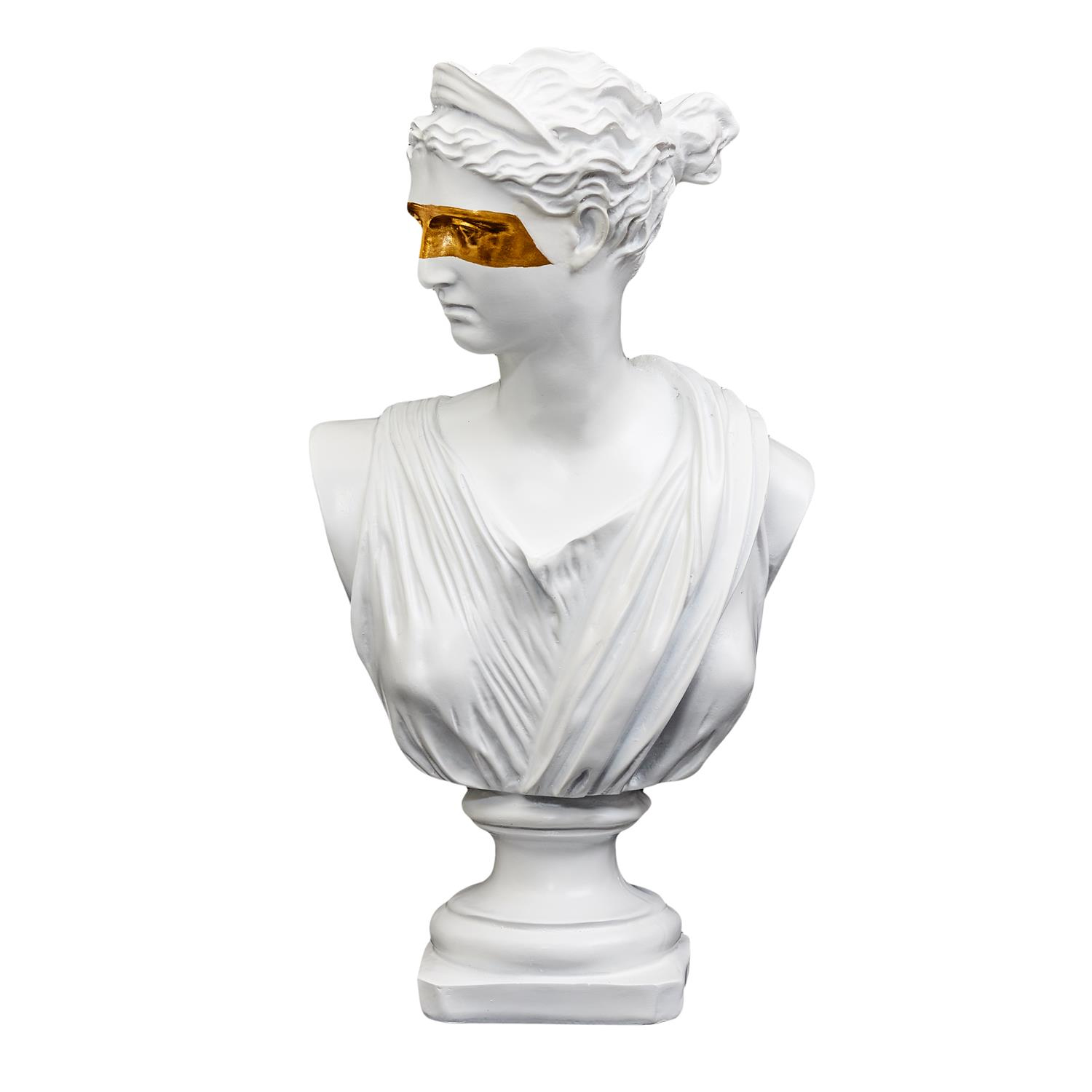 Statue Buste Femme Masque Doré Hauteur 31,5 cm