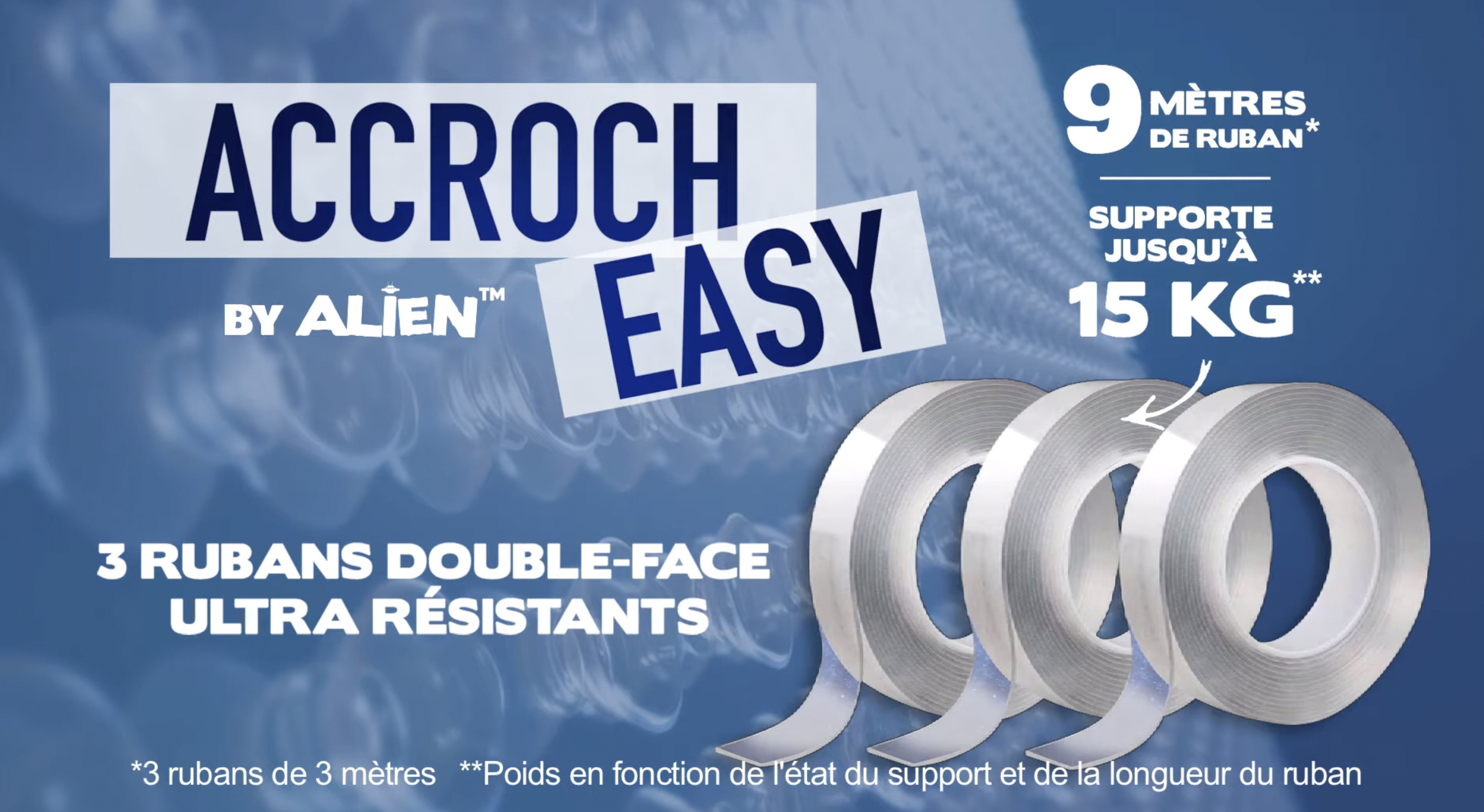 Accroch easy x3 by alien teleshopping ruban double face ultra resistant facile rapide et pratique
