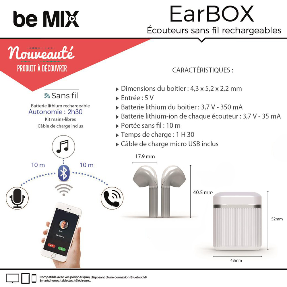 be mix earbox ecouteurs sans fil