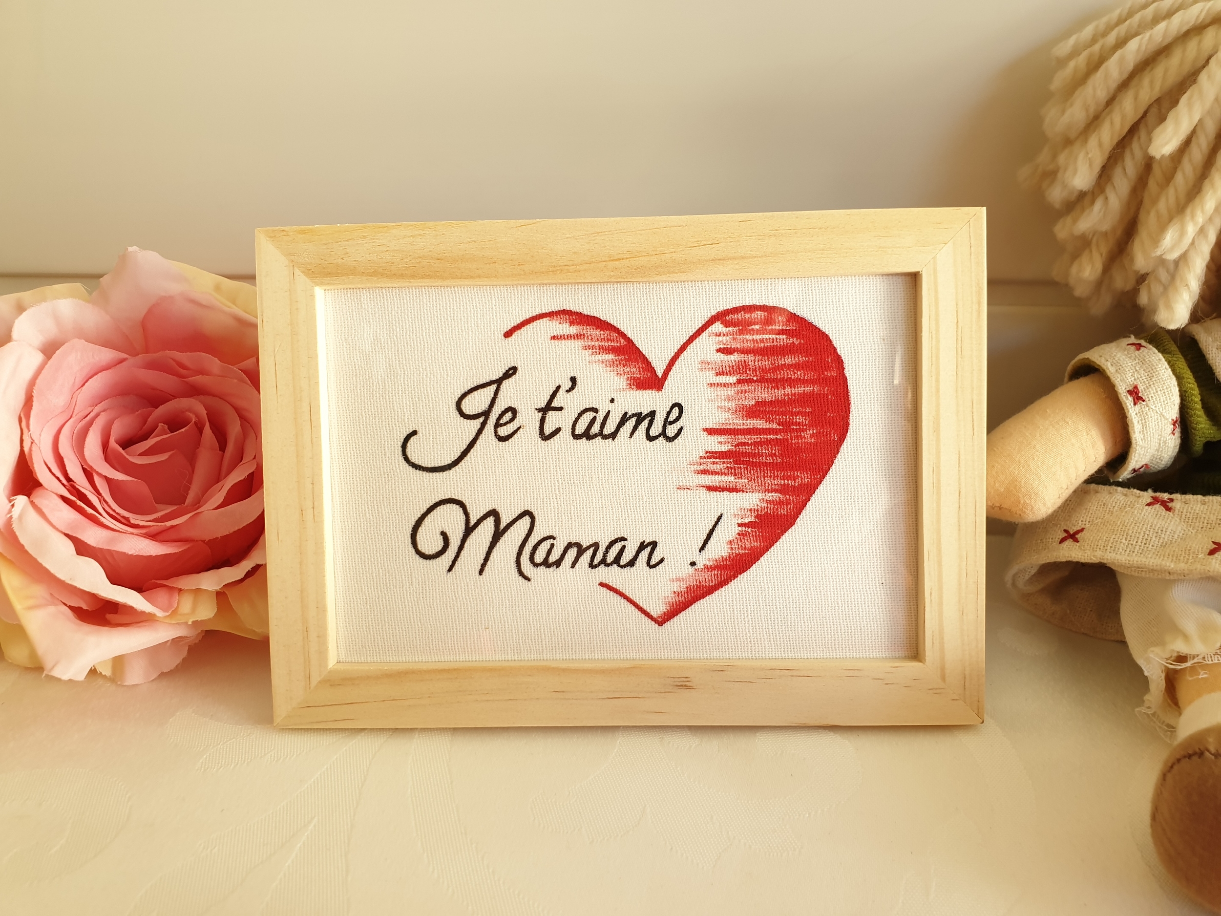 tableau "je t'aime Maman" peint à la main et ...