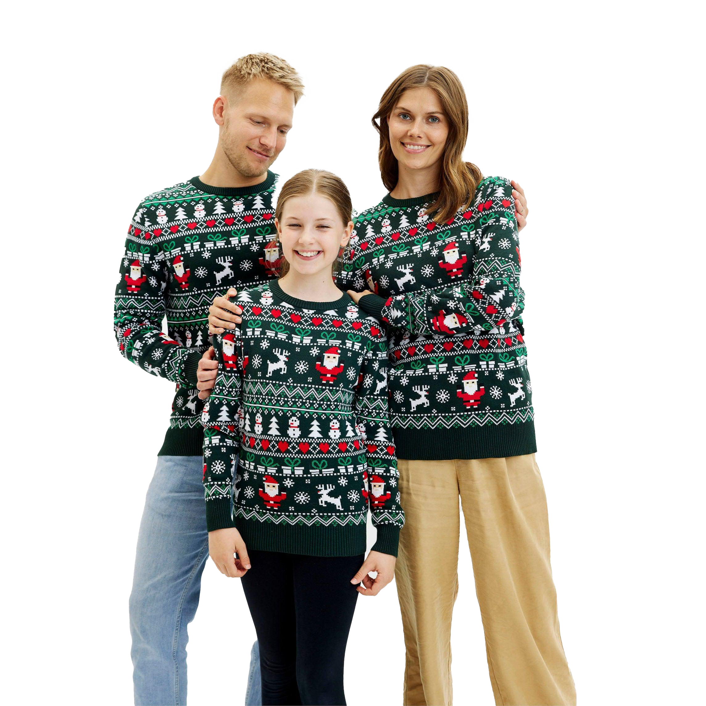 Pull De Noël Femme - Sweat à Motif Renne Père Noël - Tissu Polyester Doux - Manches Longues - Style Décontracté