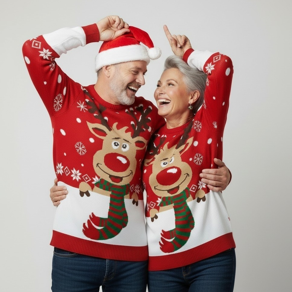 Pull de Noël Rudolph Coton bio Renne au nez rouge