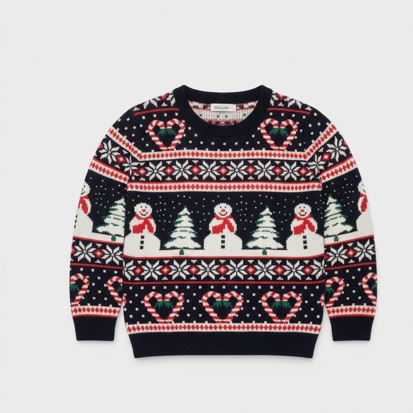 Pull de noël Bonhomme de neige en coeur