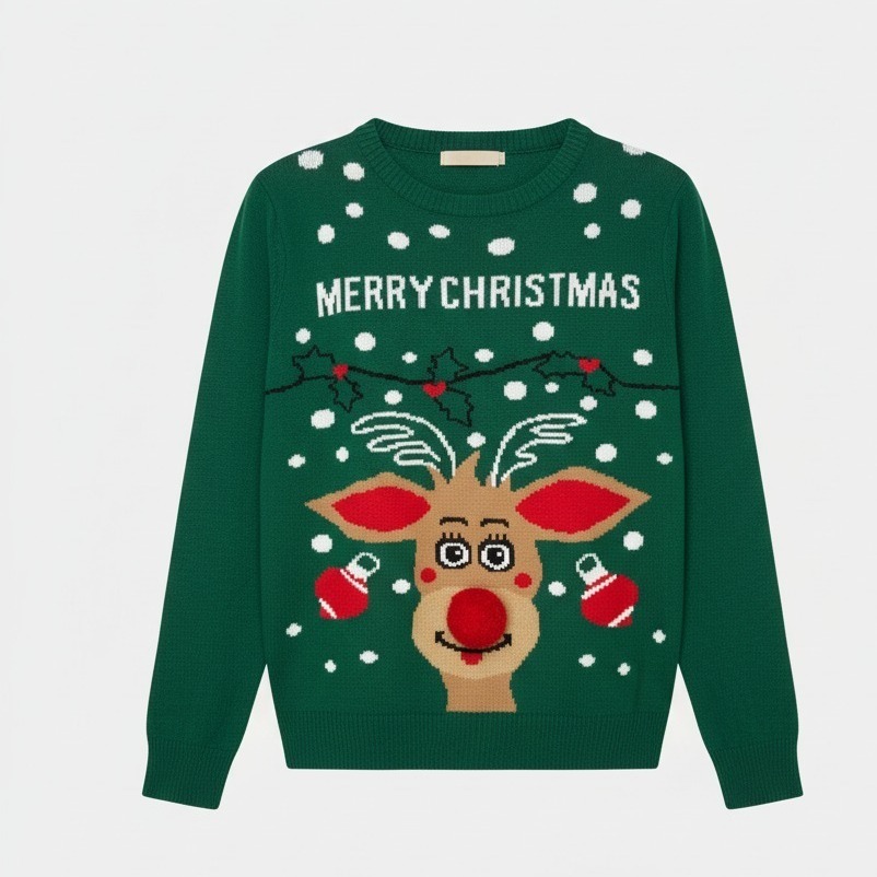 Pull de Noël Renne et pompon