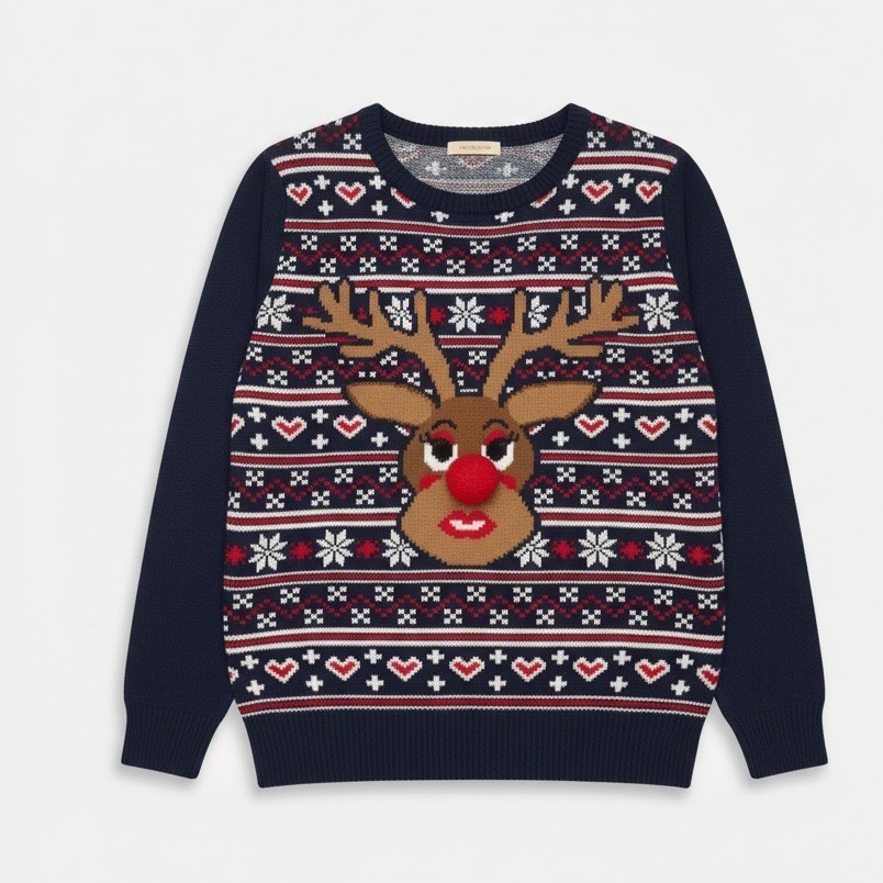 Pull de Noël Renne avec pompon