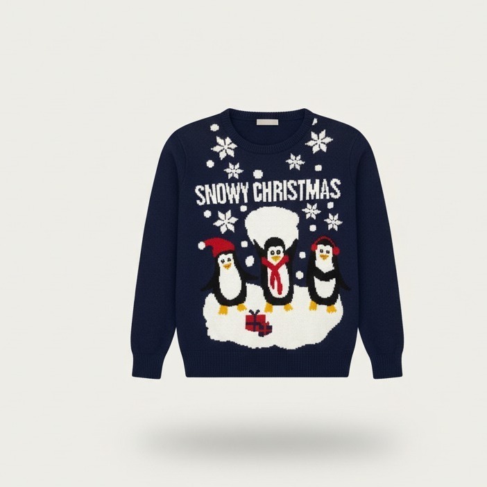 Pull de Noël Triple pingouins