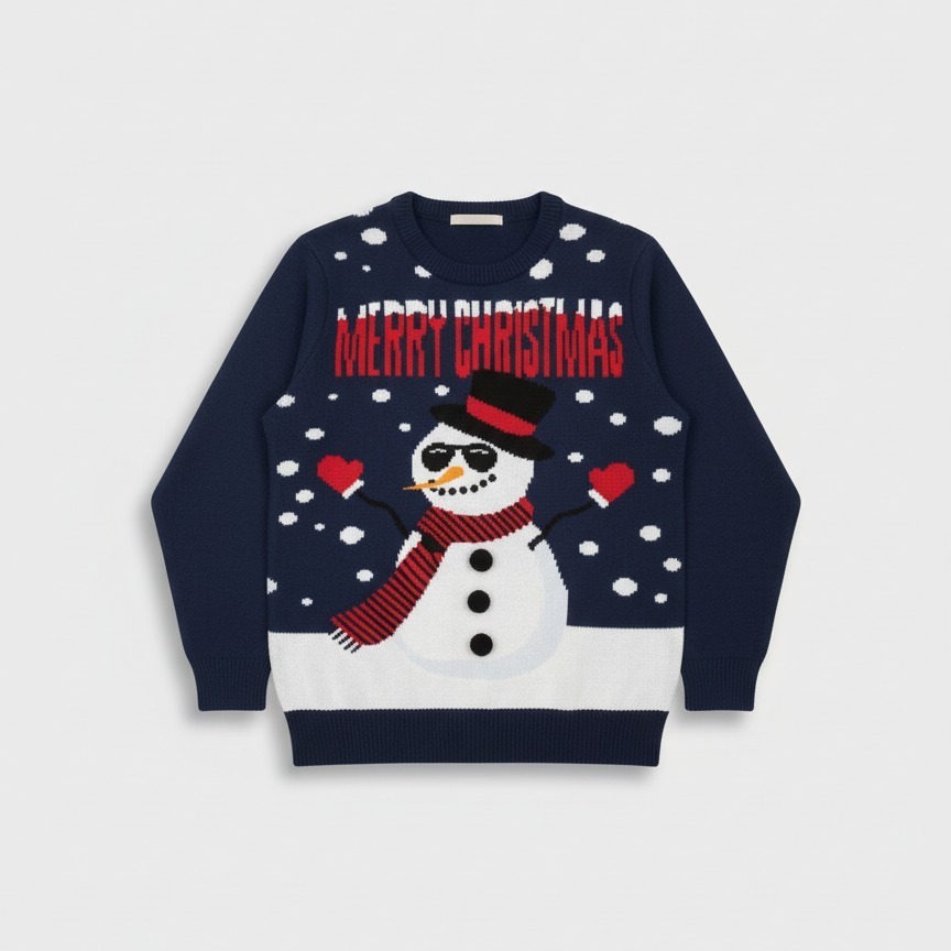 Pull de Noël Merry Christmas de neige