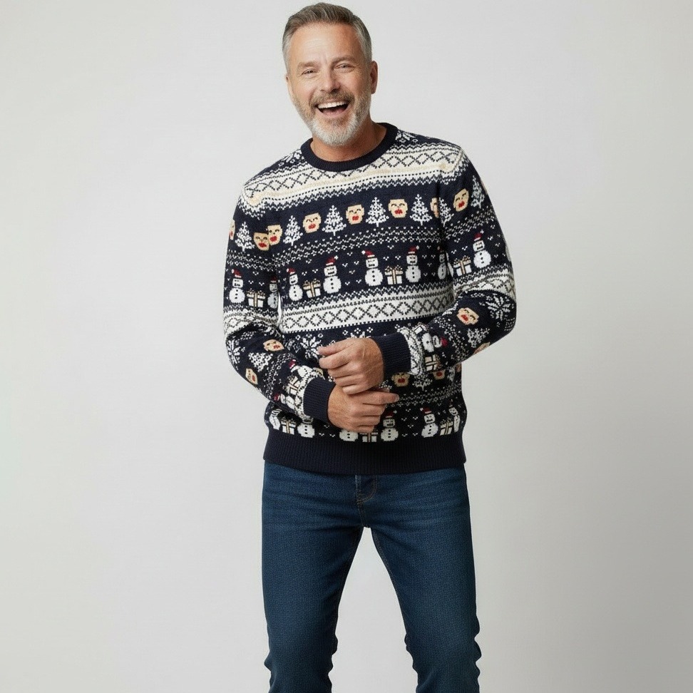 Pull de Noël %22Eclats de Noël%22 Bleu-Homme