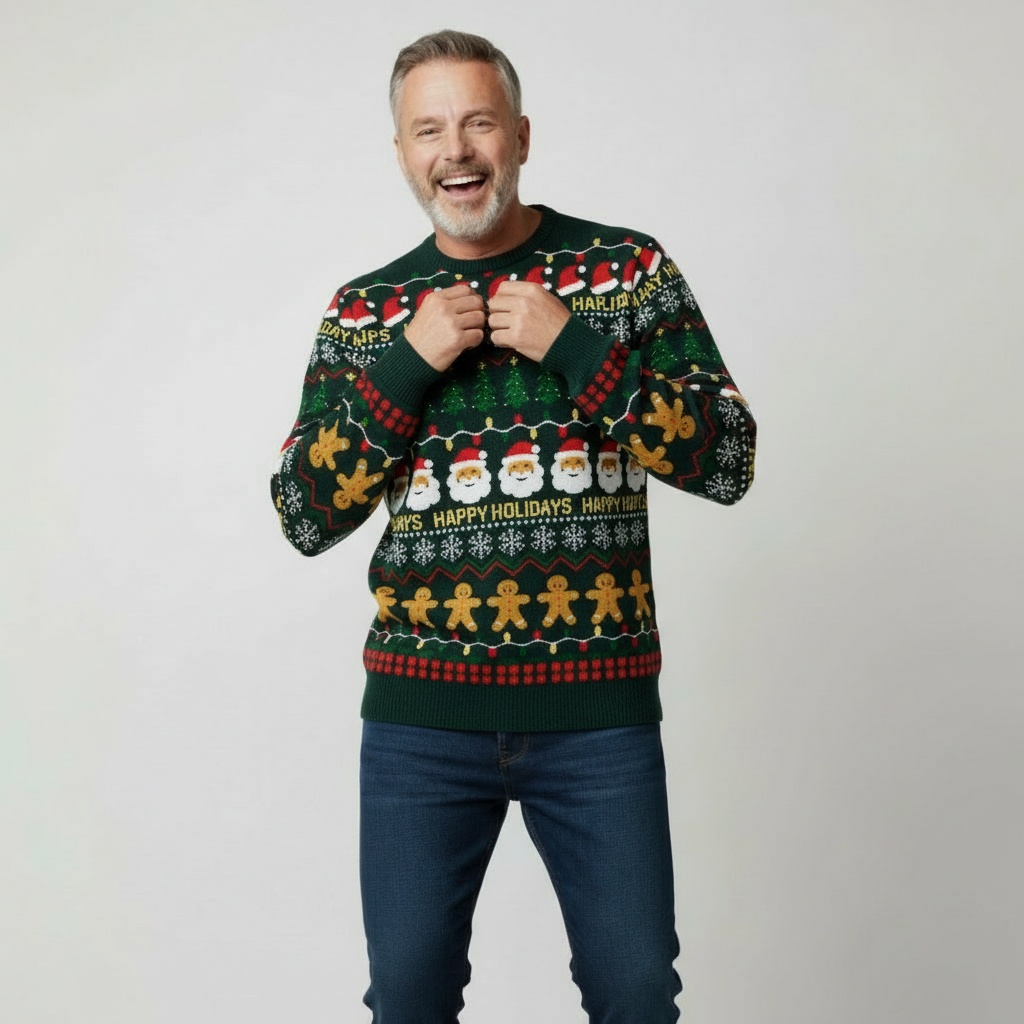 Pull de Noël %22Bonnes vacances%22-Homme