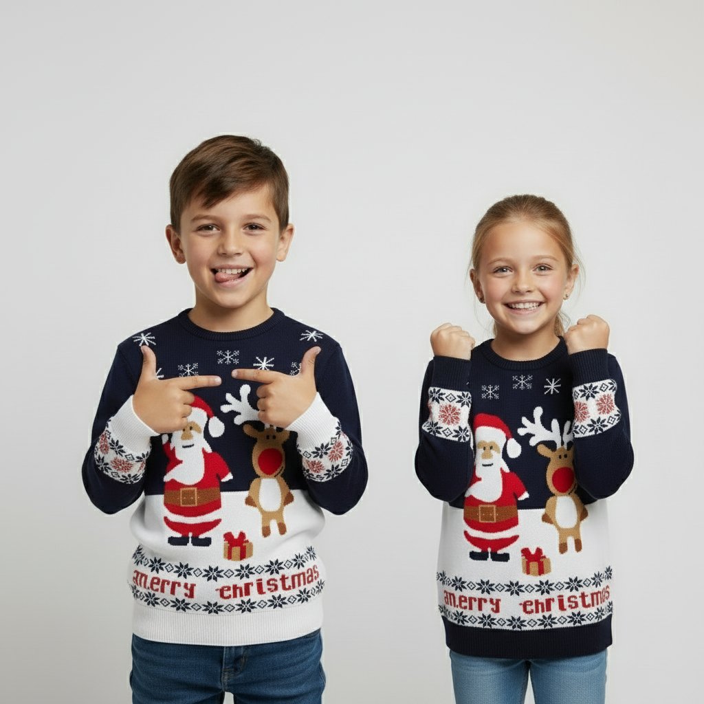 Pull de Noël Enfant Père Noël Renne – 100 coton bio