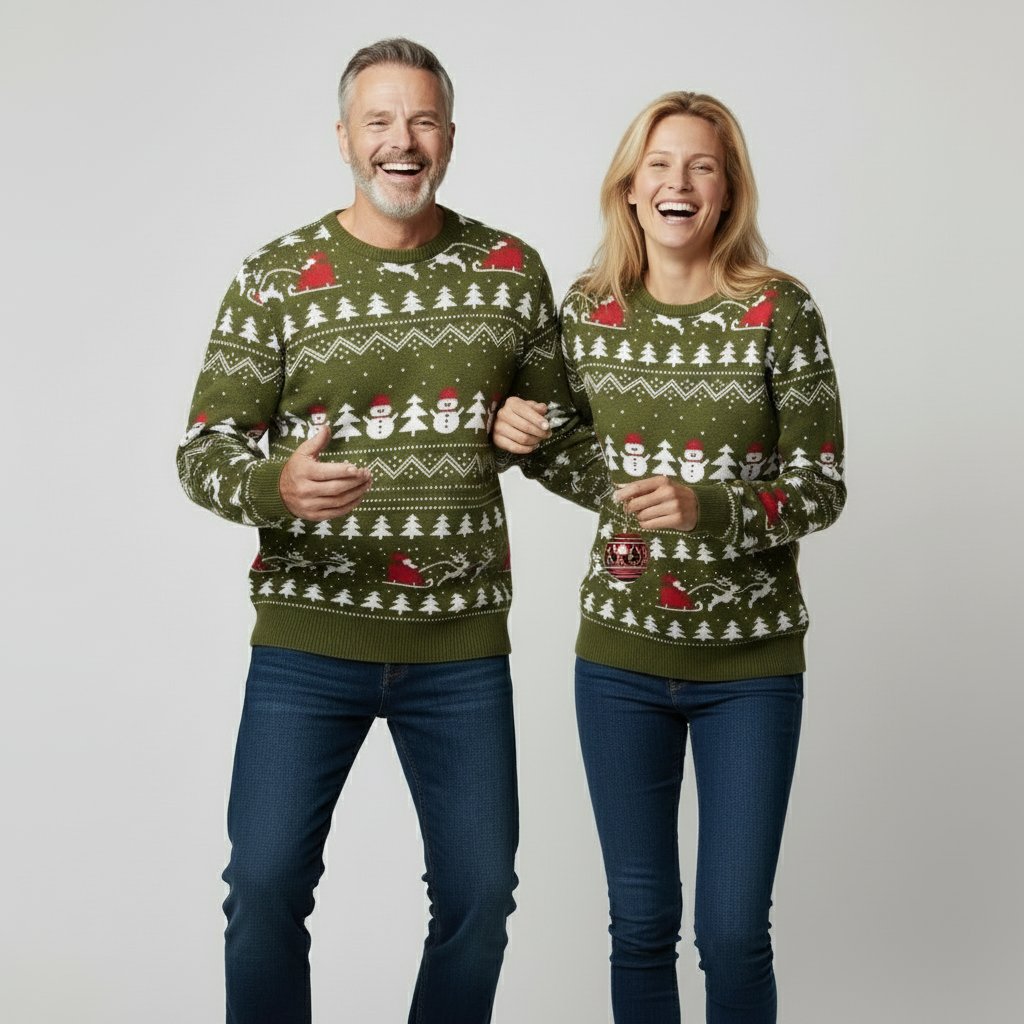 Pull de Noël Kaki