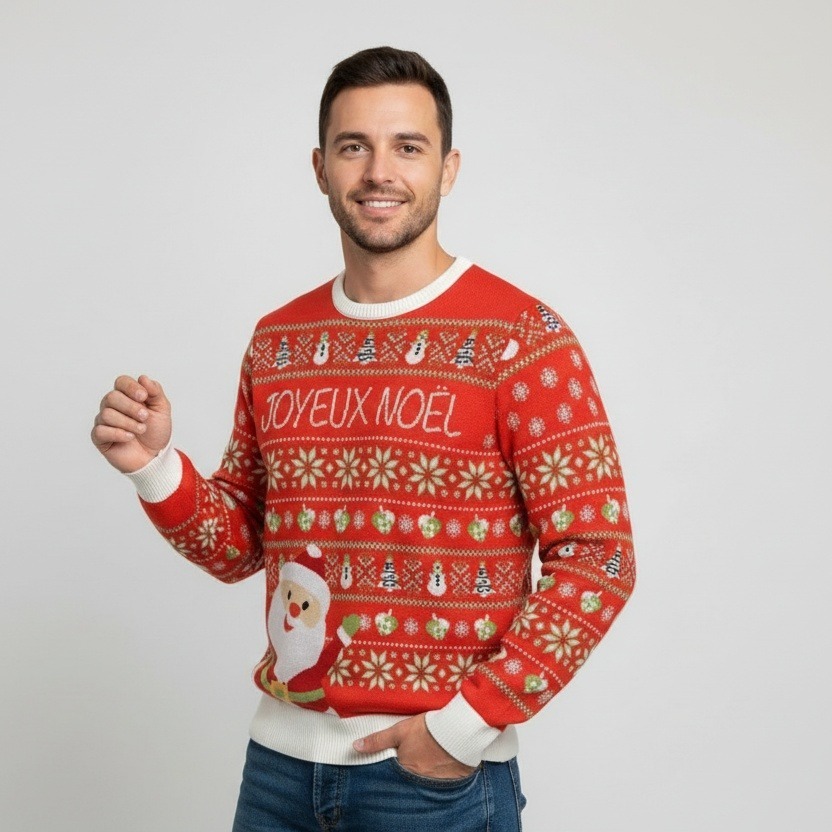 Pull Moche De Noël Père Noël, Well Worn, Rouge, Taille XL, Neuf Avec étiquette