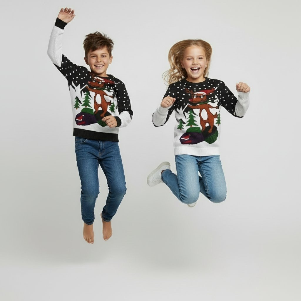 Pull de Noël Rudolph en moto-neige - Enfant