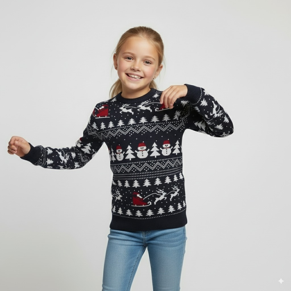 Pull de Noël enfant Tempête de neige – Coton bio doux
