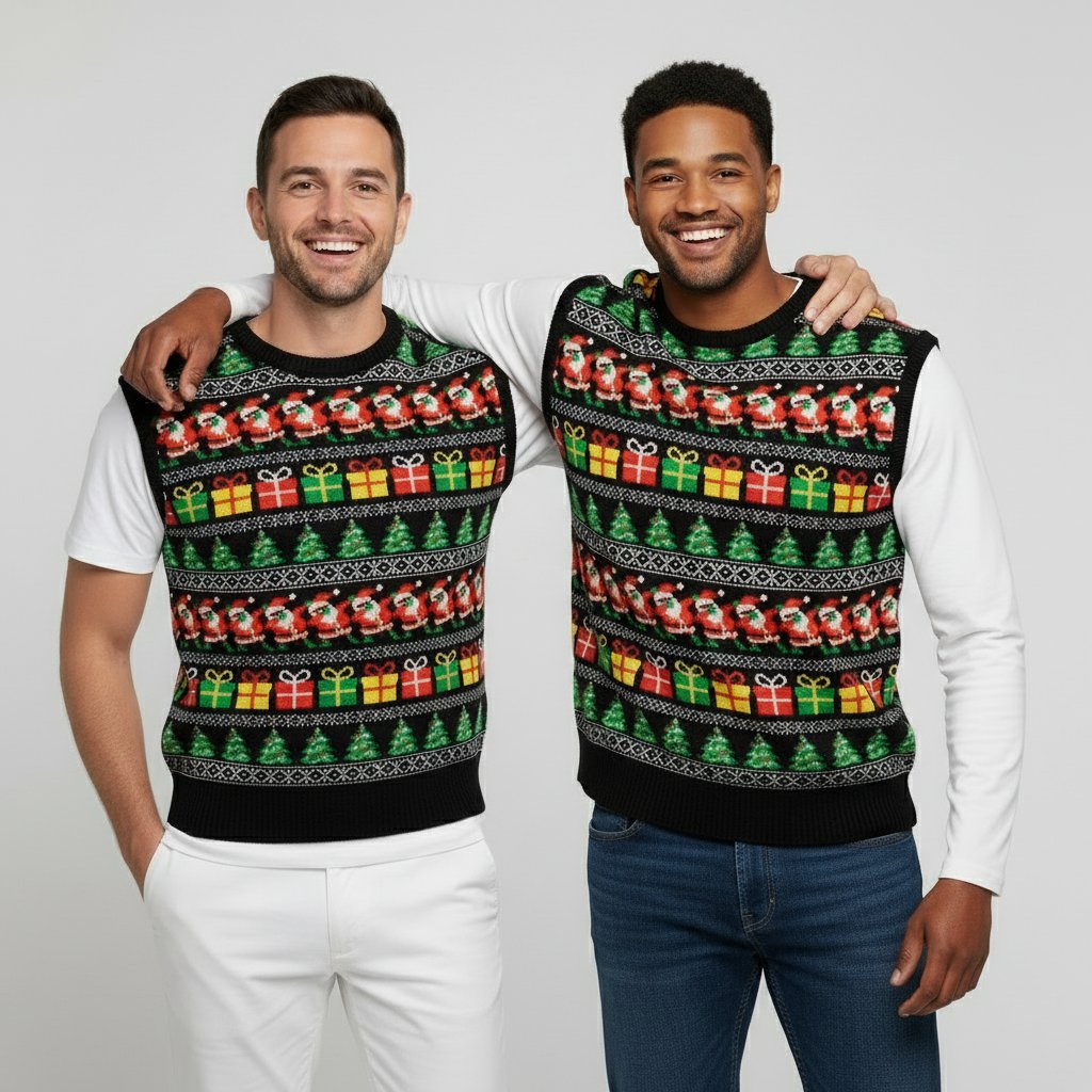 Pull de Noël sans manche Père Noël qui Dab