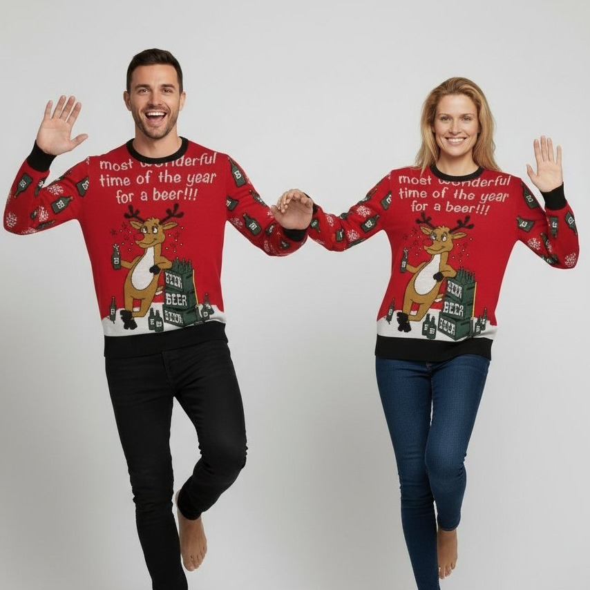 Pull de Noël “À la tienne” – Pull festif avec ouvre-bouteille